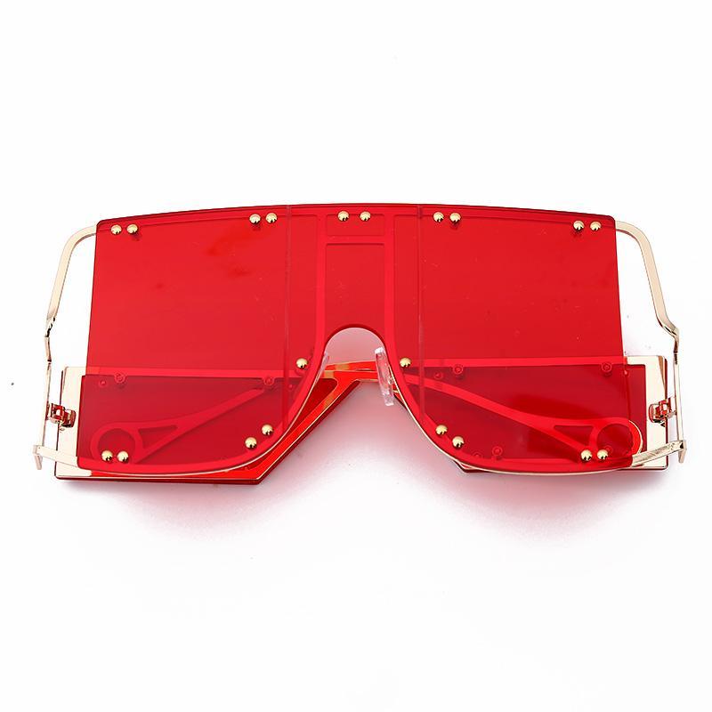 Luxury Modern NEW Fashion Square Oversized and Big Frame Woman and Ladies SunglasseBrand Metal Rivet Trend Unique Female Eyewear Wth UV 400 Protection