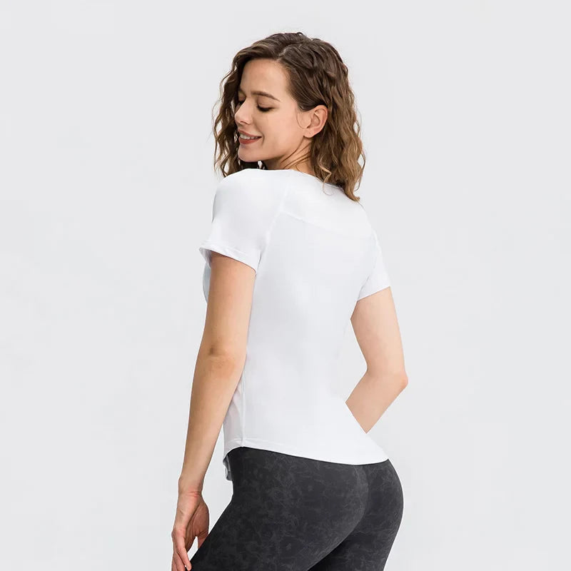 Women's Breathable Mesh Running Shirt Quick Dry Elastic Yoga Top