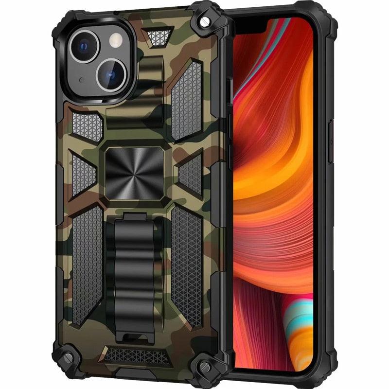 Magnetic Army Green Shockproof Durable Cover Compatible iPhone 14 Case for iPhone 14 Pro Max 14 Plus 11 12 13 Pro Max XS Camouflage Armor Heavy Protection Phone Case Cover