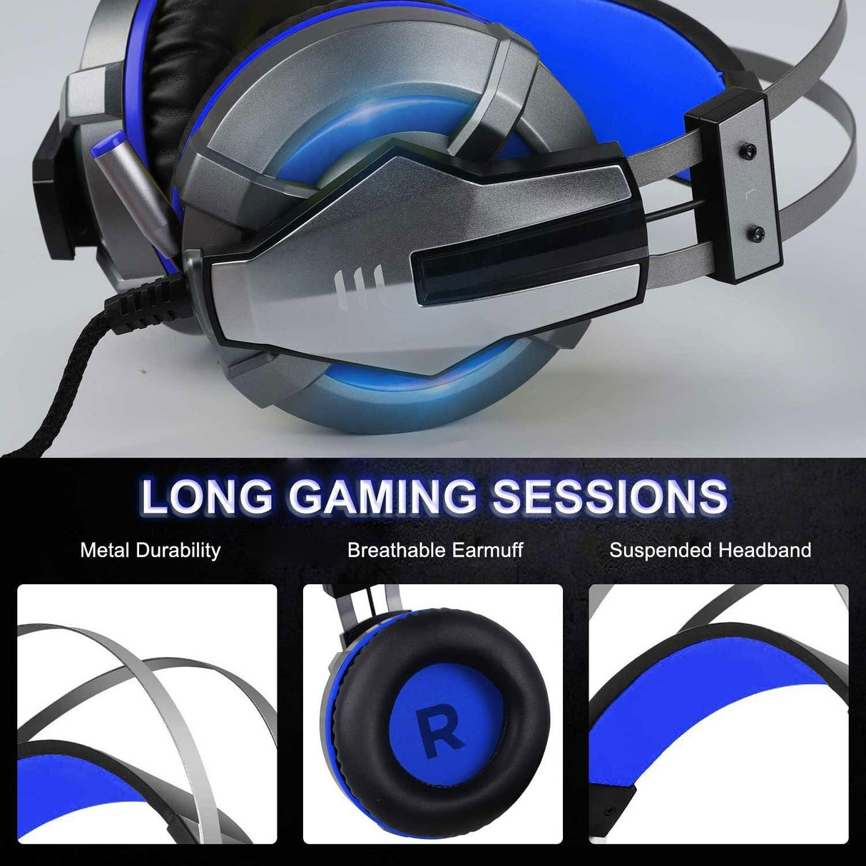 NEW Trend Gaming Headset Gamer Ear Wired Headphones for Smartphone/PS4/PC/Xbox with Retractable Rotate Microphone and LED Light