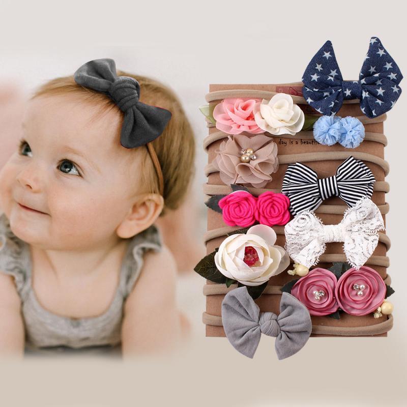 Luxury Modern 10PCS Set Kids Headband Bow For Girl Rabbit Ear Hairbands Turban Knot Kids Turbans Accessories Headband