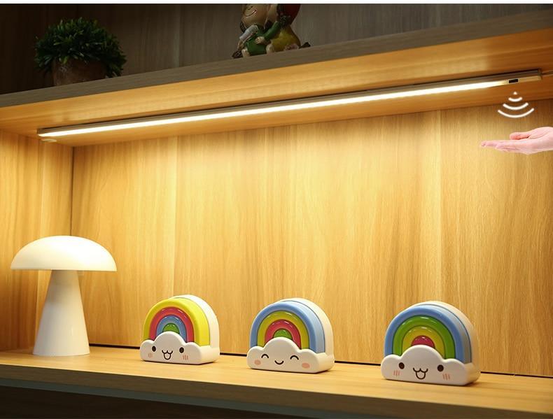 STEVVEX USB Powered Smart LED Kitchen Light with Hand Sweep Sensor Lamp High Brightness Back light for Cabinet Wardrobes Drawer .