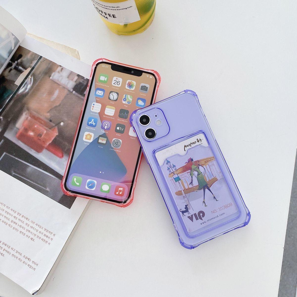 Transparent Wallet Case For iPhone 14 13 12 Pro Max Mini Shockproof Cover with Card Slots Pockets Slim Fit Thin Protective Soft Shock-Absorbing Lightweight Wallet Case