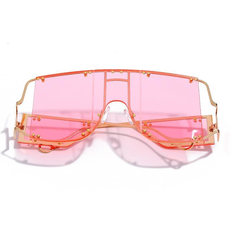 Luxury Modern NEW Fashion Square Oversized and Big Frame Woman and Ladies SunglasseBrand Metal Rivet Trend Unique Female Eyewear Wth UV 400 Protection