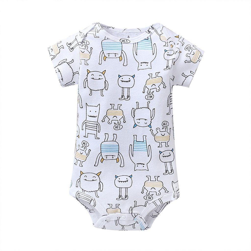 5PCS/SET Baby Bodysuit Newborn Clothes Short Sleeve Cotton Unisex Body Clothing Pajams for Kids
