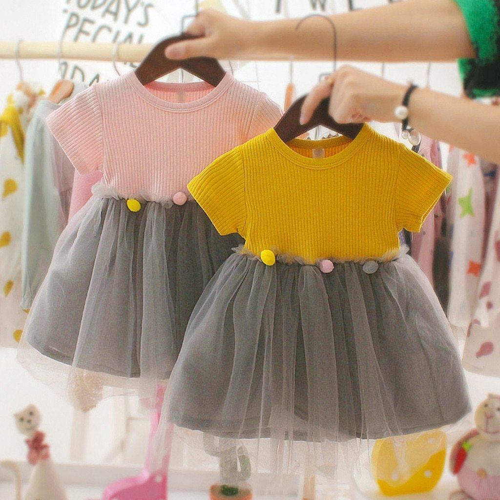 Fashion Modern New Spring Toddler Kids Baby Girls Patchwork Tulle Casual Princess Dress For Girls