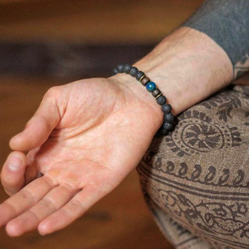 Lava Stone Men Wrist Bracelet Natural Moonstone Bead Tibetan Chakra Diffuser Bracelets For Men Jewelry Cool Gifts