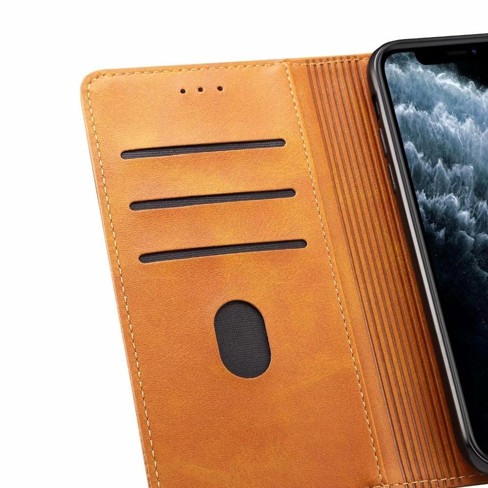 Luxury Red Leather Magnetic Flip Case For Iphone 14 12 13 11 11 Pro Max Xr Xs Max X Wallet Cover For iphone Leather Wallet Case Card Slots Kickstand Magnetic Buckle Flip Phone Cover