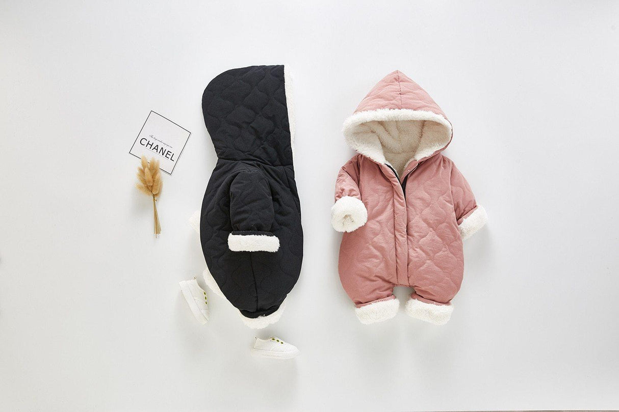 Modern Elegant Winter Children's baby Plush Thickened Cotton Jumpsuit Jacket For New Baby Boys and Girls