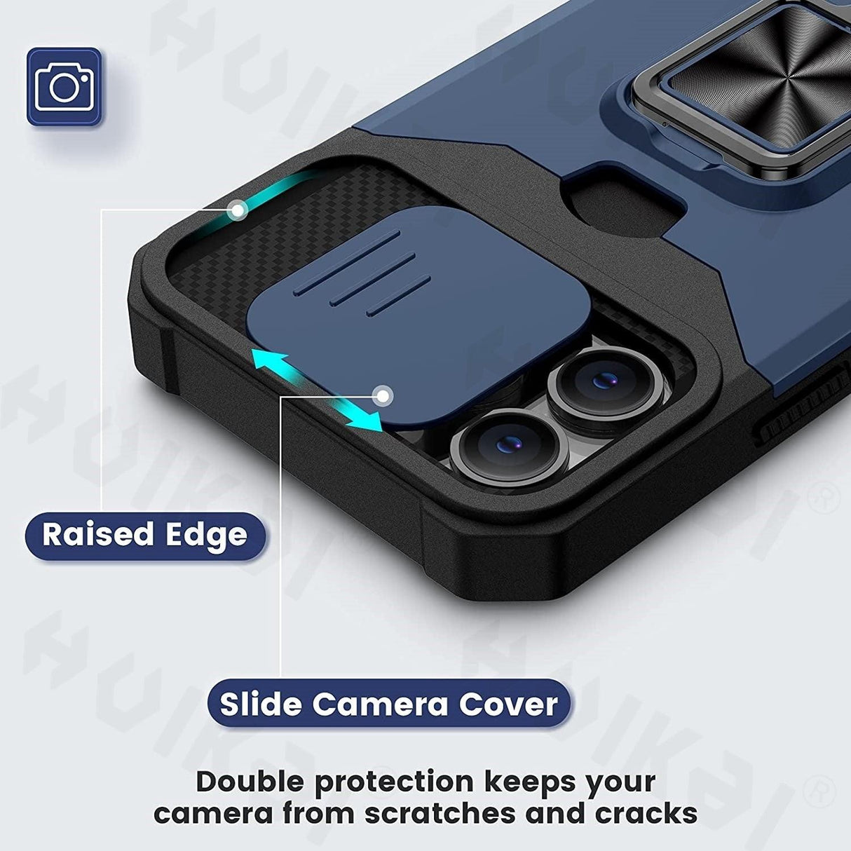 Slide Camera Cover Kickstand Card Wallet Case for iPhone11 X XS 8 Shockproof Protective Phone Case Wallet Case for iPhone With Sliding Camera Case With Kickstand Magnetic Adjustable Ring Holder
