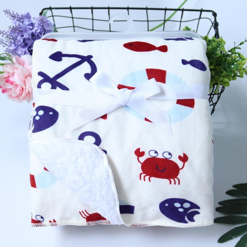 Baby Blankets New Layer Coral Fleece Infant Swaddle Wrap Owl Printed Newborn Baby Bedding Blanket