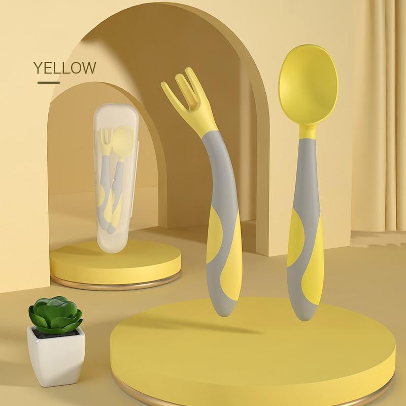Unique Spoon For Baby Set Food Silicone Gel Spoon Baby Learn To Eat Training Bendable Soft Spoon Children Tableware