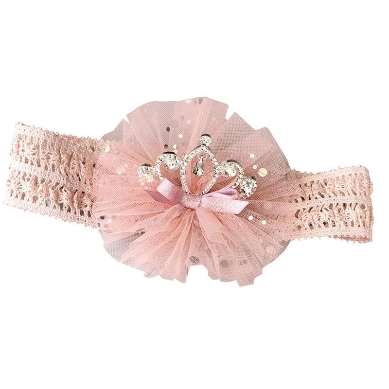ILuxury Handmade Infant Child Hair Band Three-dimensional Alloy Rhinestone Crown Headdress Elastic Headband Turban For Baby Girls