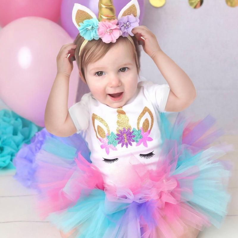 New 1st Birthday Tutu Baby Infant Christening Cake Dresses for Party Kids 1 Year Baby Girl For Birthday Party