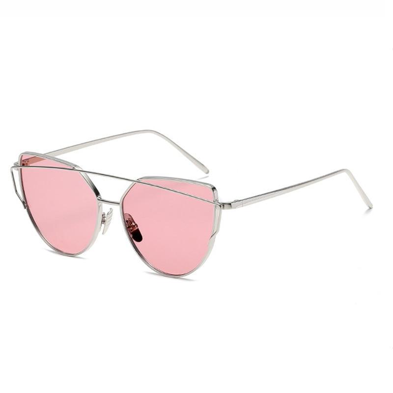Luxury Vintage Modern Cat Eye Metal High Quality Frame With Miror Sunglasses For Women and Lady sunglasses With UV400 Protection