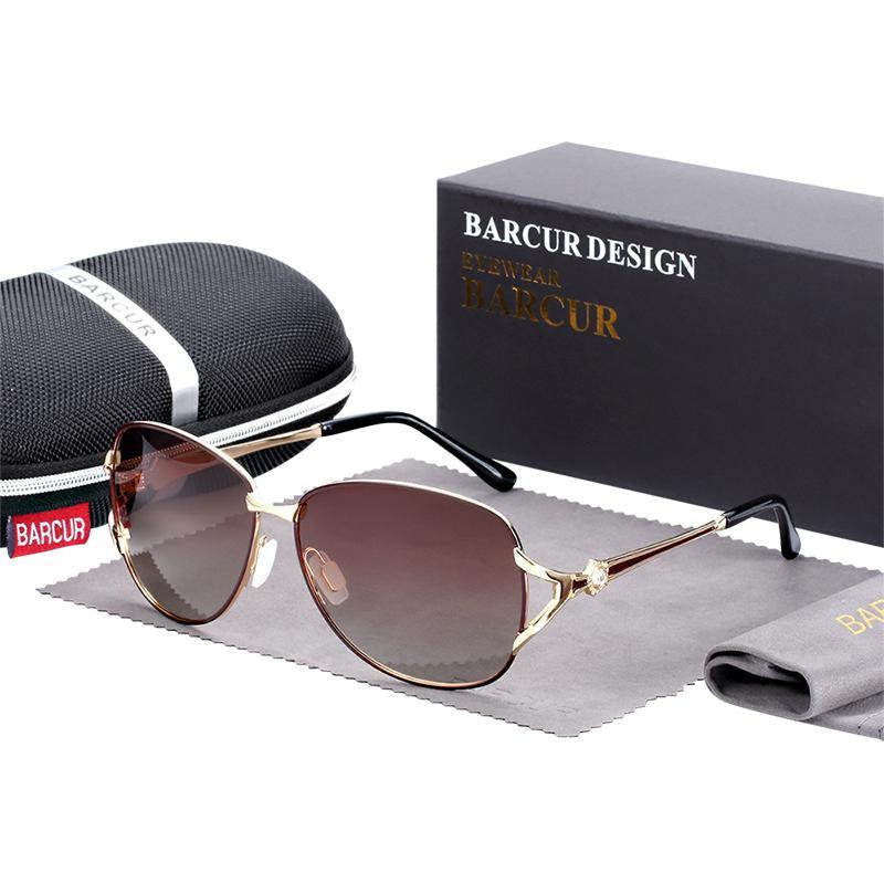 Elegant Women Gradient Luxury Polarized Sunglasses Luxury Round Eyewear With Metal High Quality Frame lunette de soile