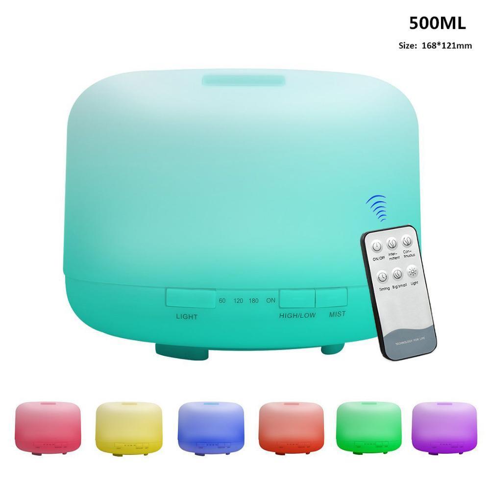 Air Humidifier Essential oil diffuser 300ML 500ML Ultrasonic Cool Mist Maker Fogger Humidifier LED Lamp Aroma Diffuser Electric Aromatherapy Diffuser umidifier Aroma Essential Oil Diffuser with 4 Timers 2 Misting Modes Waterless Auto Off