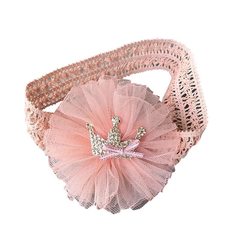ILuxury Handmade Infant Child Hair Band Three-dimensional Alloy Rhinestone Crown Headdress Elastic Headband Turban For Baby Girls