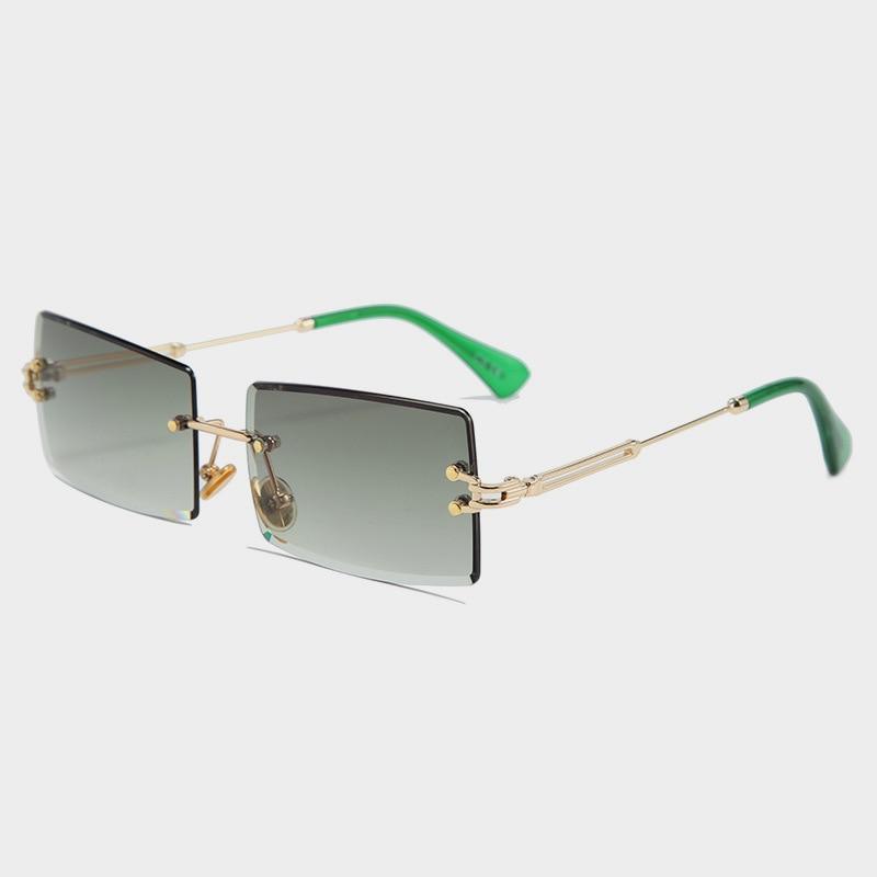 Fashion Rimless Women Trendy Small Rectangle Sunglasses With High Quality metal frame And UV400 Protection