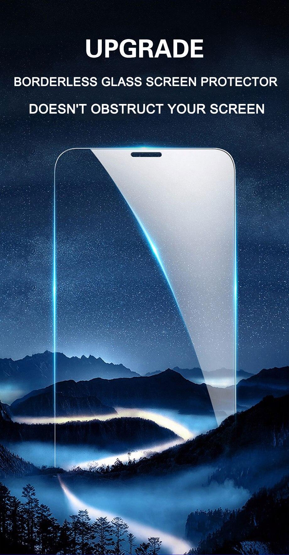 3PCS Transparent Protective Glass For iPhone 13 12 11 X XS Max Mini XR Tempered Glass For iPhone 7 8 6 Plus SE Screen Protector Scratch Resistant Screen Guard 9H Hardness Screen Protector