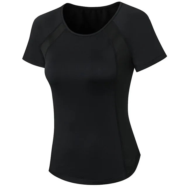 Women's Breathable Mesh Running Shirt Quick Dry Elastic Yoga Top