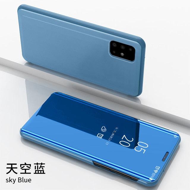 Smart Flip Phone Case For iPhone X XR XS 5 5S SE 7 8 6 6S Plus 11 12 13 Mini Pro Max 2020 Mirror Window Standing Holder Cover Mirror Screen Smart Plating Case 360 Full Body Ultra Thin Intelligent Protective Case
