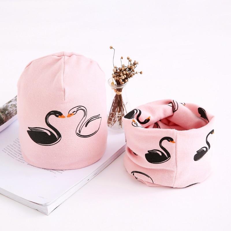 Star Print Cotton Hat And Scarf Baby Beanie Kids Caps Children's Accessories For Boys and Girls