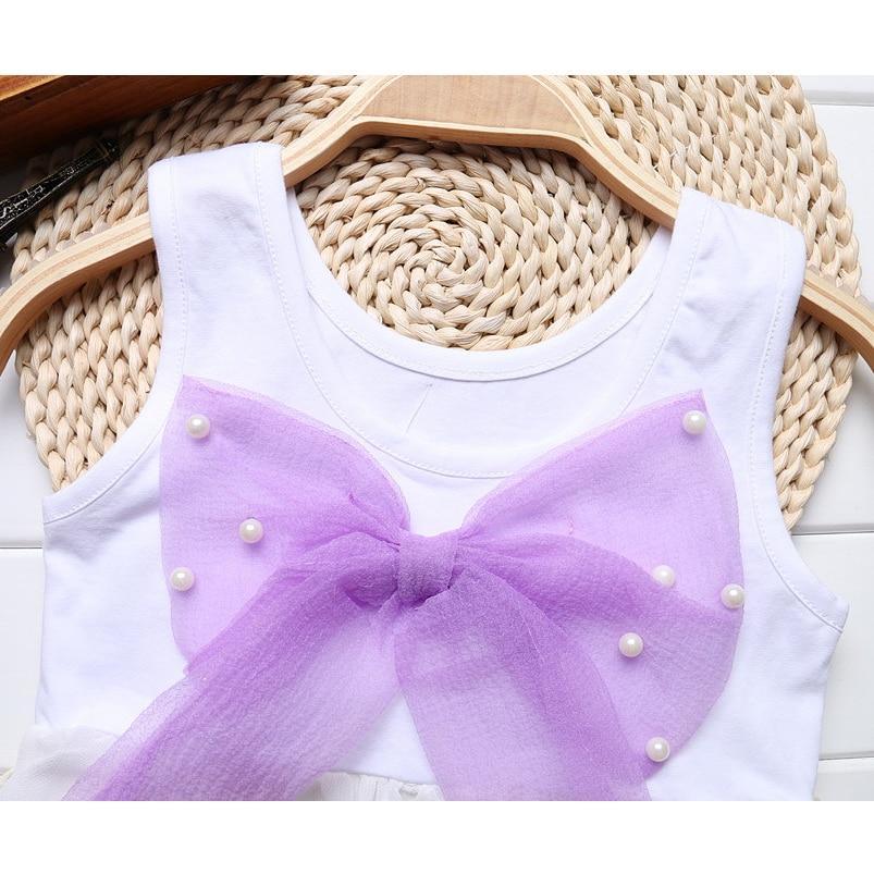 Baby Girl Clothes for Kids with Cute Purple Stripe and Round Neck Sleeveless Chiffon Dresses For Girls