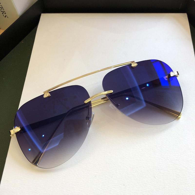 Metal Rimless Sunglasses for Men and Woman Mirror Fashion Trendy Pilot Sun Glasses UV Protector Gradient Eyewear