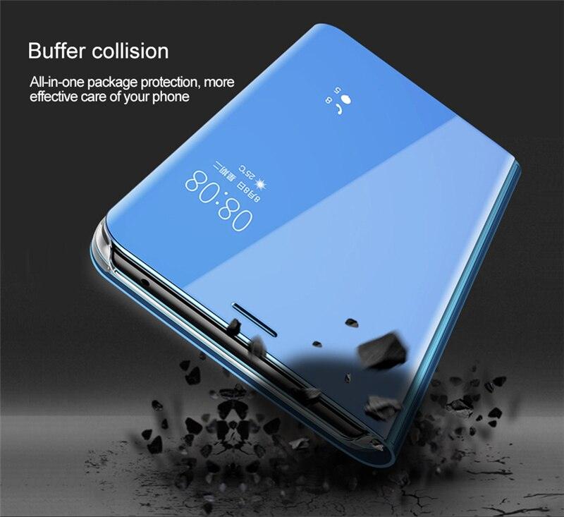 Smart Flip Phone Case For iPhone X XR XS 5 5S SE 7 8 6 6S Plus 11 12 13 Mini Pro Max 2020 Mirror Window Standing Holder Cover Mirror Screen Smart Plating Case 360 Full Body Ultra Thin Intelligent Protective Case