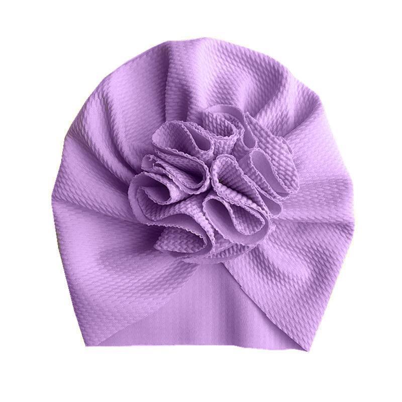Handamde Elegant Baby Hats for Girls Big Bow Turban Hat Newborn Baby Beanie Cap Solid Color Style
