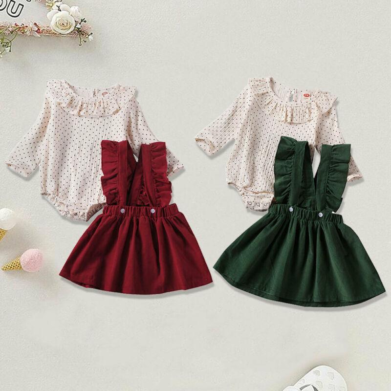 Toddler Baby Girl Dotted Romper Tops Strap Dress Cotton Clothes Skirt Cover Up