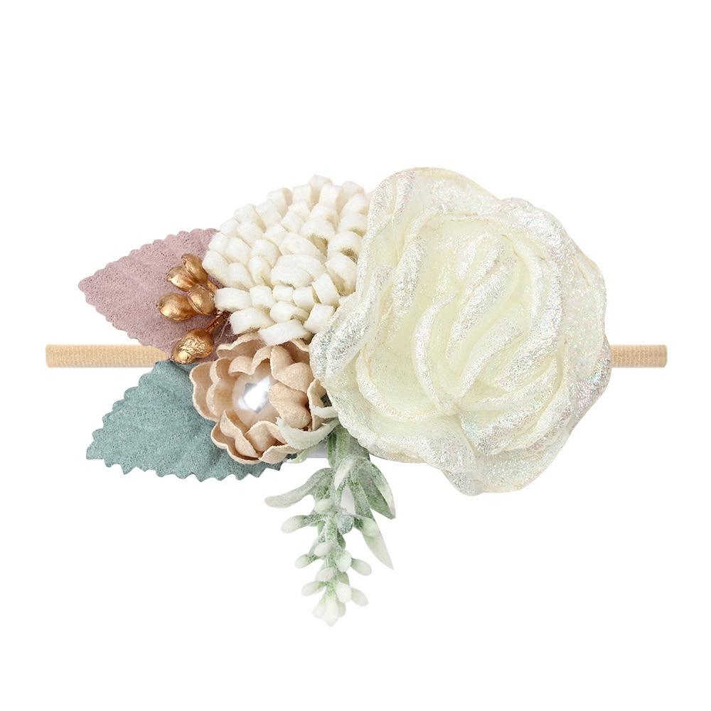 Handmade Luxury Pearl Baby Headbands Bundle Nylon Elastic Newborn Hair Accessories for Girls Kids