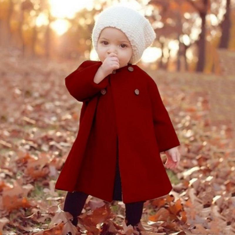 Modern Trend New Baby Girl Woolen Long Coat for Girls Windproof Made For Autumn and Winter Season