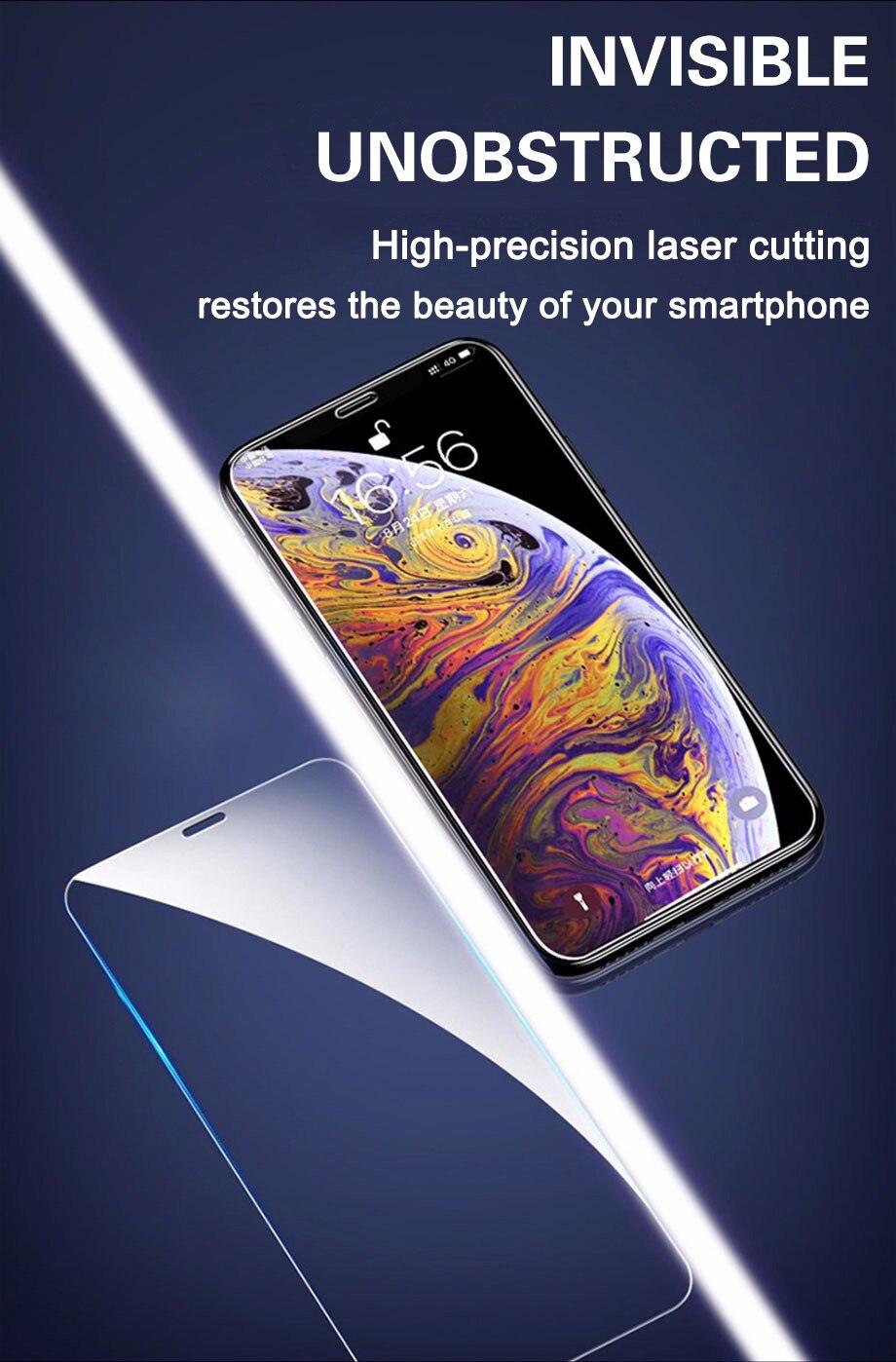 3PCS Transparent Protective Glass For iPhone 13 12 11 X XS Max Mini XR Tempered Glass For iPhone 7 8 6 Plus SE Screen Protector Scratch Resistant Screen Guard 9H Hardness Screen Protector