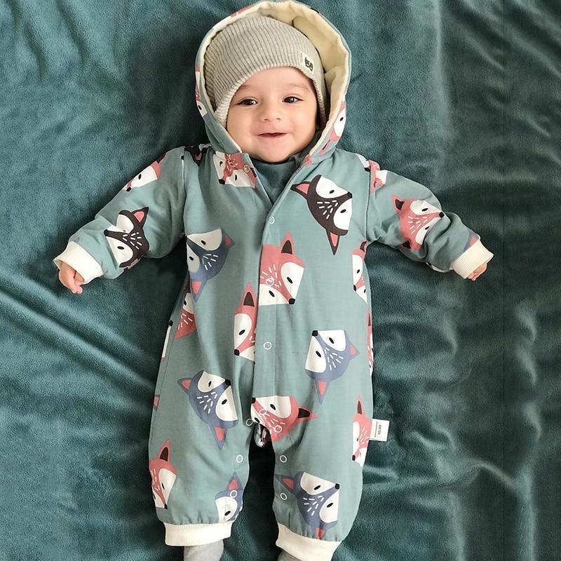 Winter Baby Cartoon Fox Baby Long Sleeve Romper Cute Clothes Onesie for New Born Baby Boy / girl Romper Jumpsuit For Winter Season
