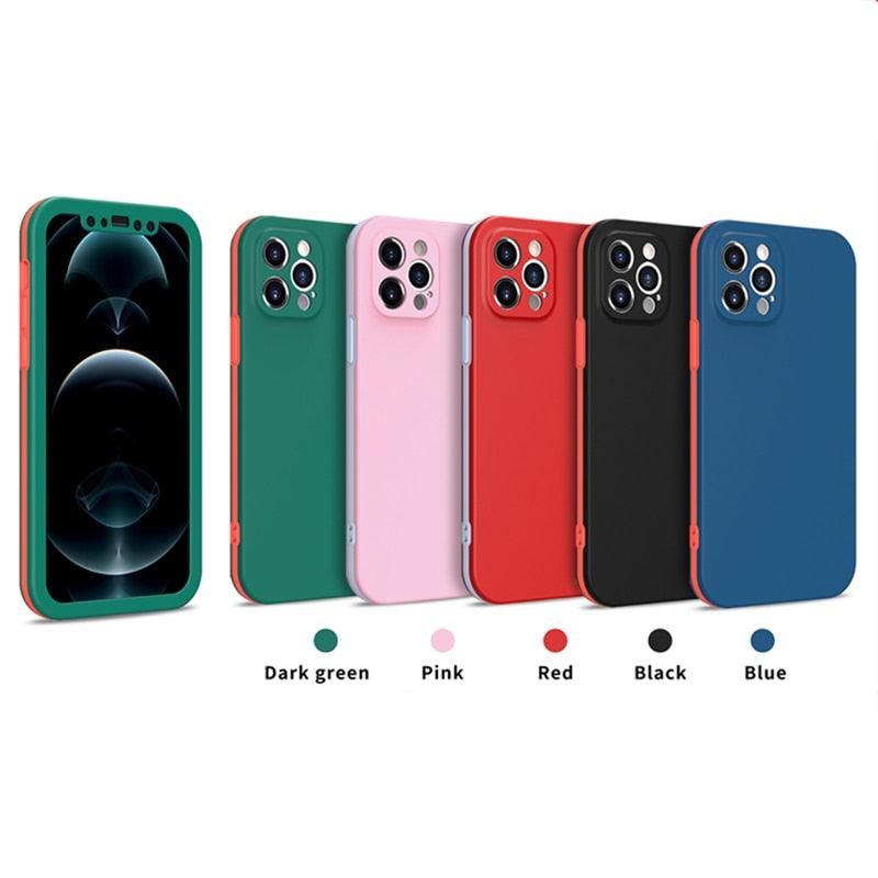 Full Cover Protective Phone Case For iPhone 12 Mini 11 Pro XS Max X XR 6 7 8 Plus Soft Silicone Shockproof Cover Full Body Anti-Shock Protection Drop Protection Silicone iphone Cover