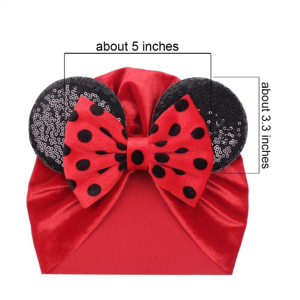 Modern Shiny Cute Dot Big Bow Baby Cap Hat For Girls Kids Flannel Beanie Autumn Winter Warm Girls Turbans