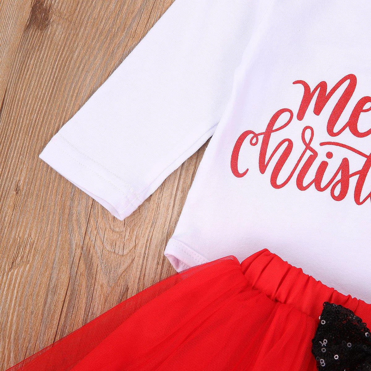 4Pcs Baby Girls Christmas Dress Set Children Long Sleeve Top Short Skirt Hair Band And Leg Cover