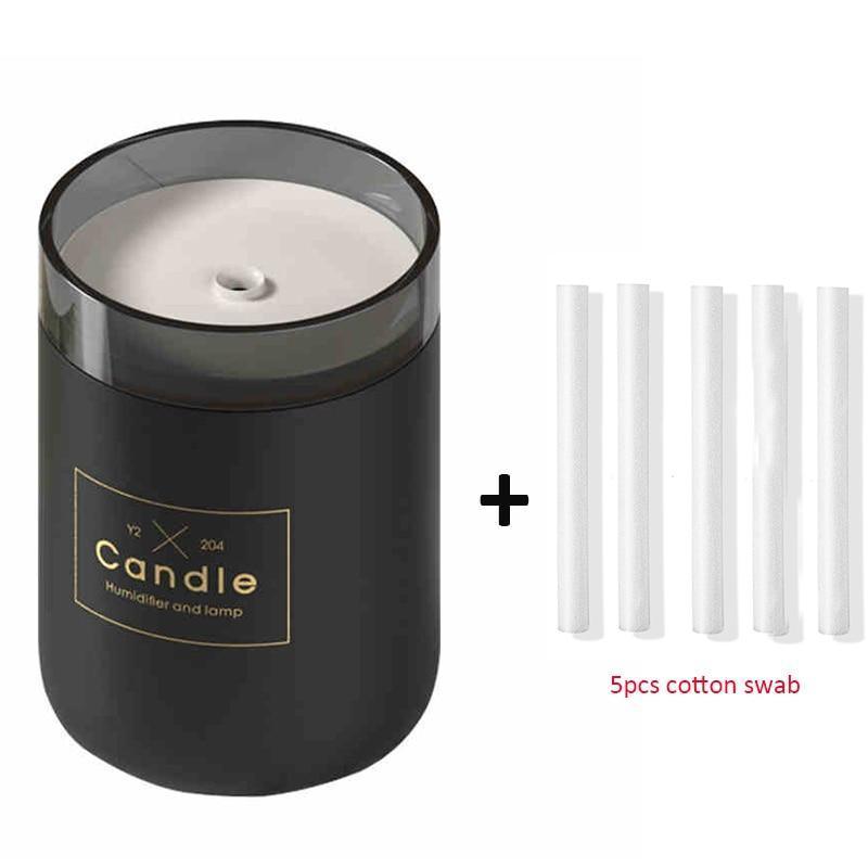 280ML Ultrasonic Air Humidifier Candle Romantic Soft Light USB Essential Oil Diffuser Car Aroma Mist Maker