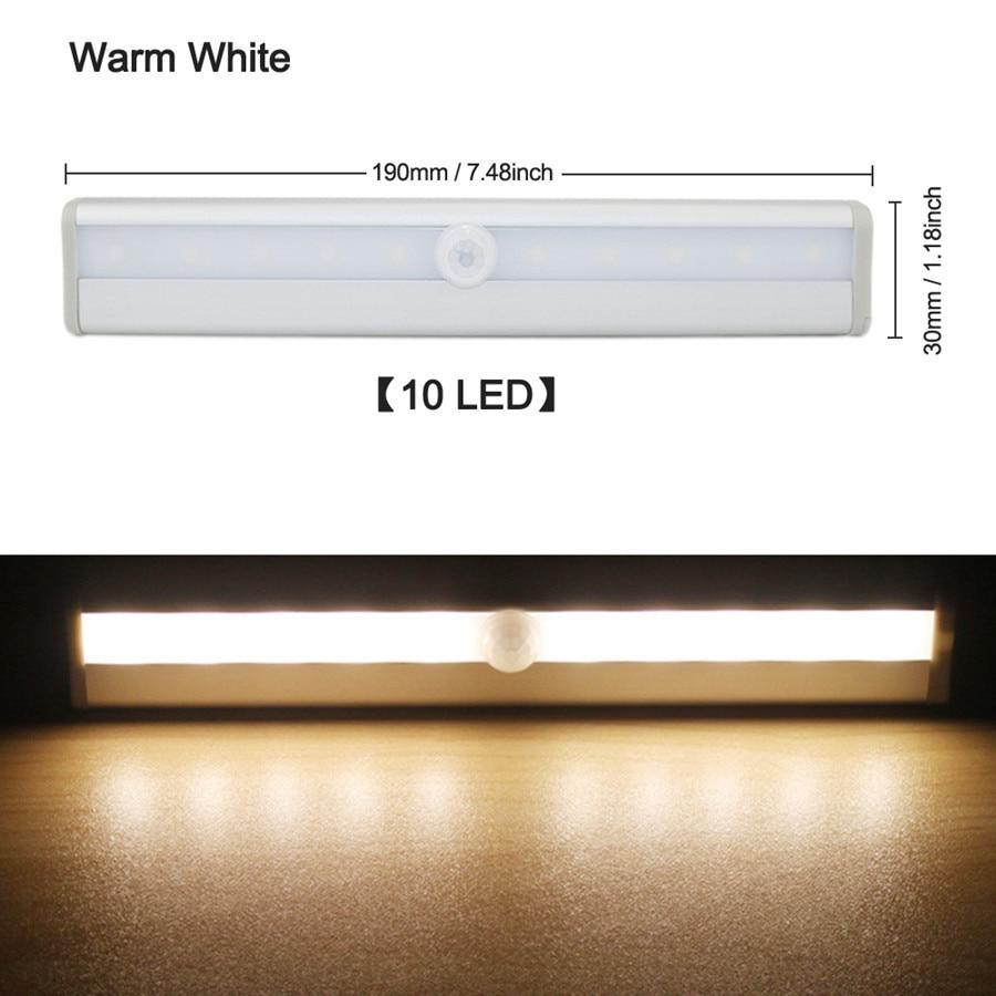 STEVVEX 6/10 LEDs PIR with Motion Sensor Light for Cupboard, Wardrobe, Bed Lamp LED Under Cabinet Night Light For Closet Stairs Kitchen and multifunctional