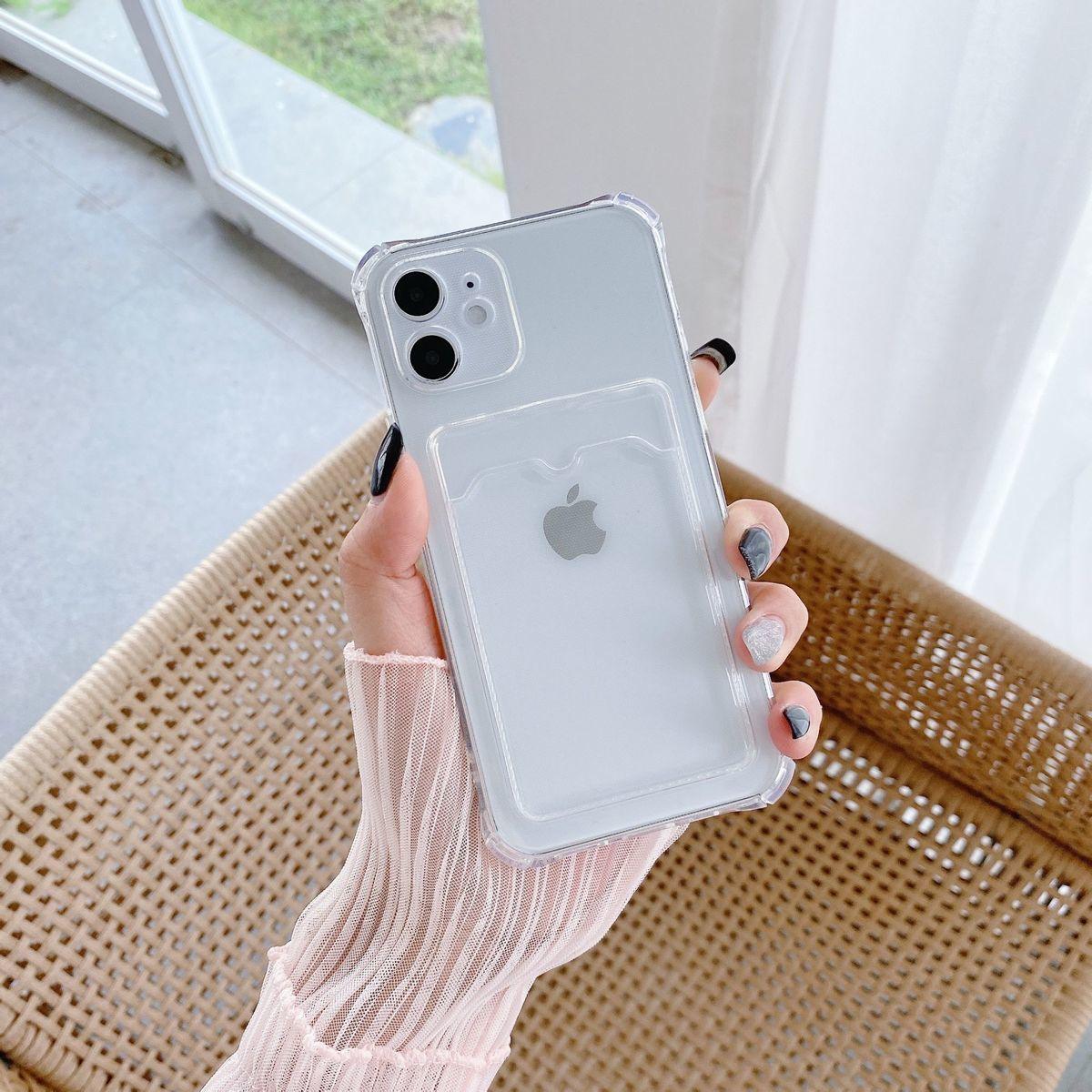 Transparent Wallet Case For iPhone 14 13 12 Pro Max Mini Shockproof Cover with Card Slots Pockets Slim Fit Thin Protective Soft Shock-Absorbing Lightweight Wallet Case