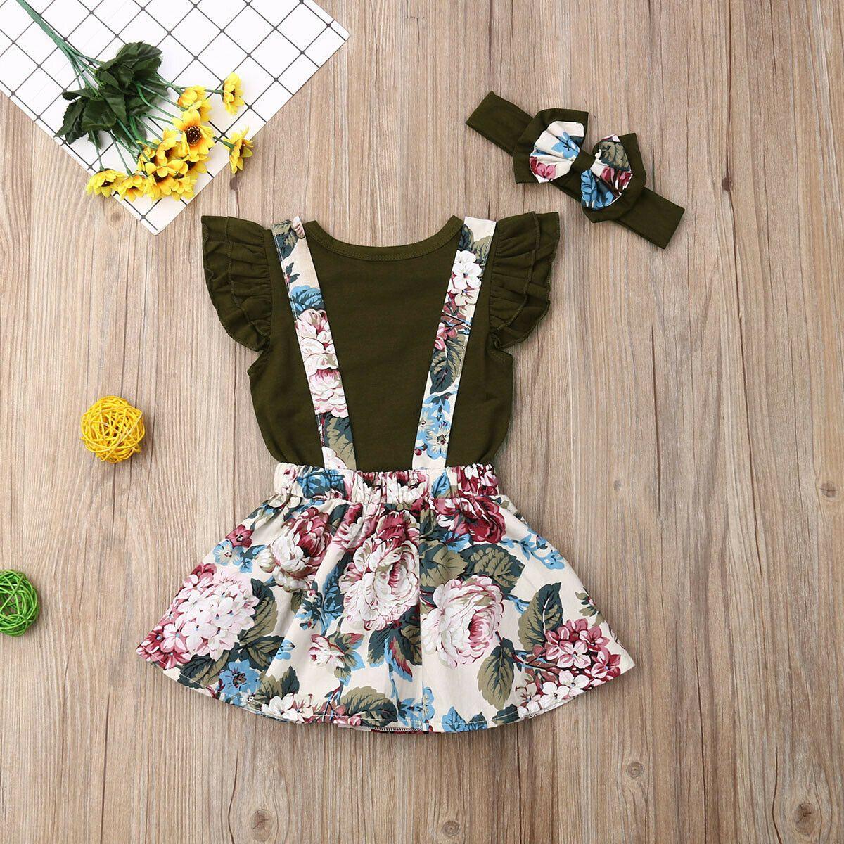 Newborn Baby Girl Skirt Retro Sweet Strap Jumpsuit And Headband Children's Clothes Unique Design