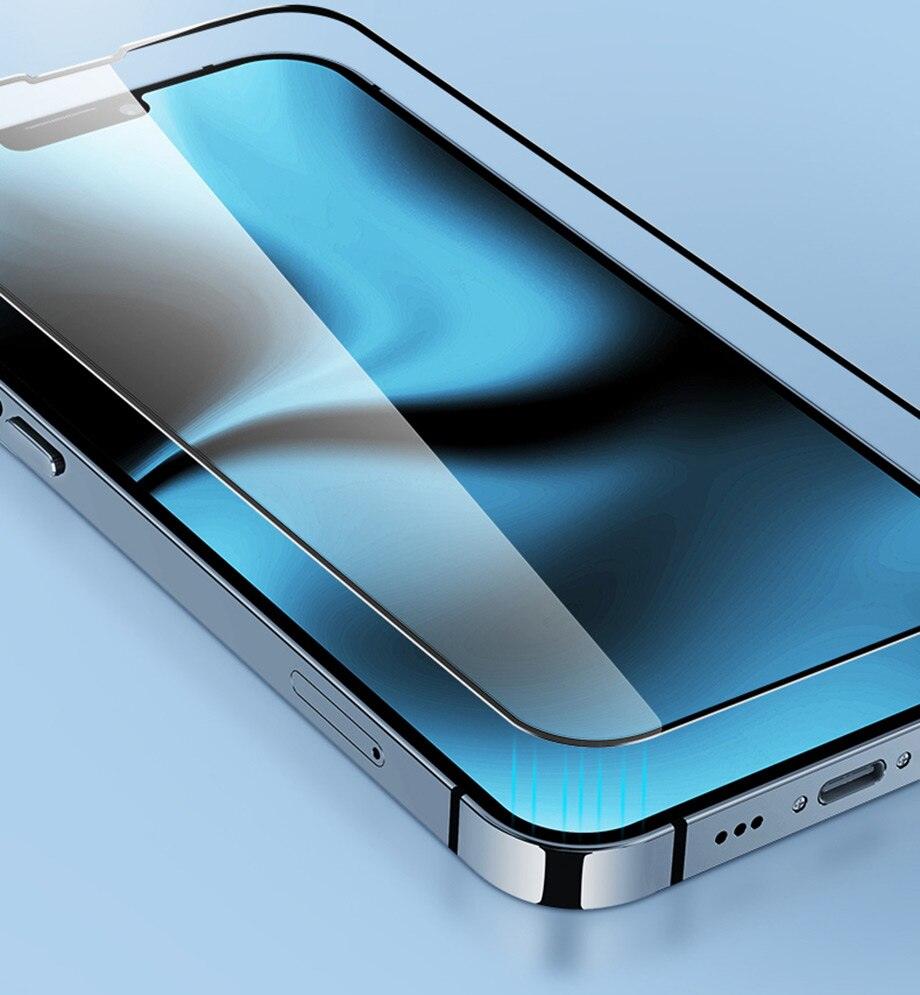 4Pcs Full Cover Screen Protectors for IPhone 13 11 12 Pro Max Mini 13Pro 11Pro 14 PRO XS MAX X XR SE 6S 8 7 Plus Tempered Glass Ultra Clear Tempered Glass Case Friendly Easy to Install Screen Protector