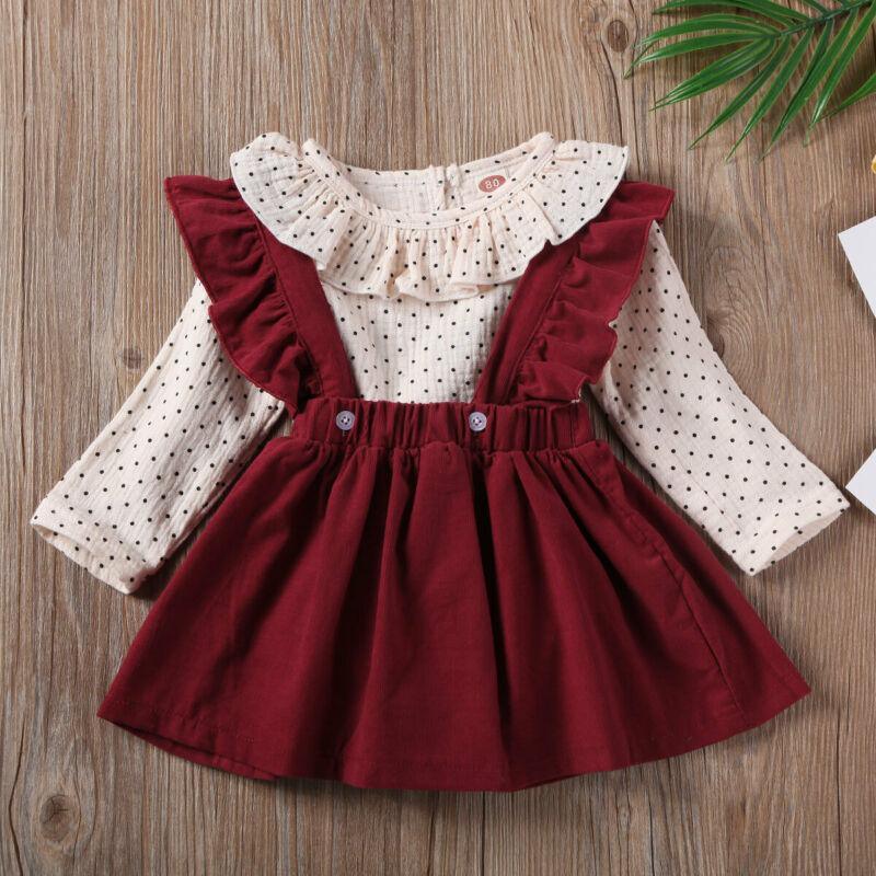 Toddler Baby Girl Dotted Romper Tops Strap Dress Cotton Clothes Skirt Cover Up