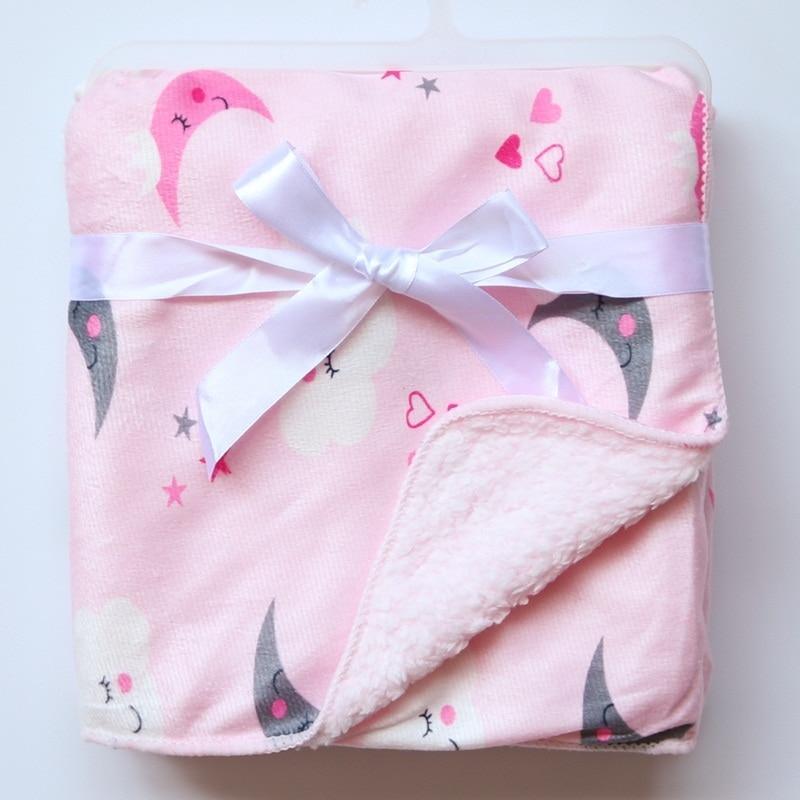 Baby Blankets New Layer Coral Fleece Infant Swaddle Wrap Owl Printed Newborn Baby Bedding Blanket