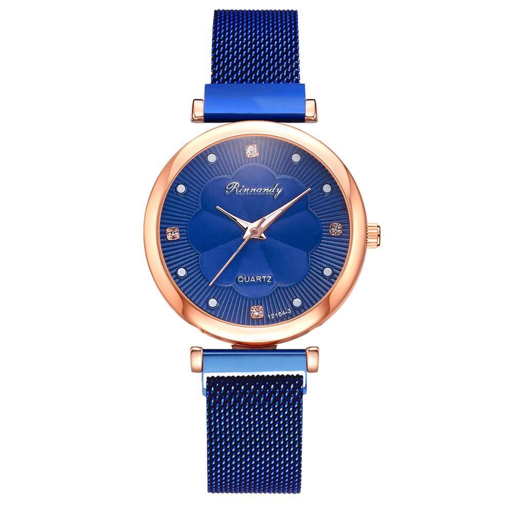 Fashion Set Women Watches Luxury Magnet Buckle Flower Rhinestone Watch Ladies Quartz Wrist Watch WIth Bracelet In Set For Women and Girls
