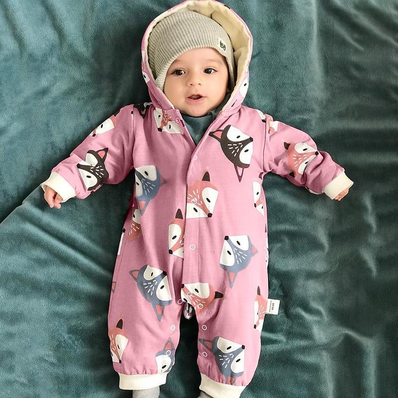 Winter Baby Cartoon Fox Baby Long Sleeve Romper Cute Clothes Onesie for New Born Baby Boy / girl Romper Jumpsuit For Winter Season