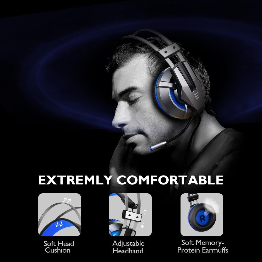 NEW Trend Gaming Headset Gamer Ear Wired Headphones for Smartphone/PS4/PC/Xbox with Retractable Rotate Microphone and LED Light