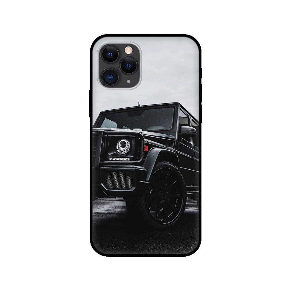 Black Case For Iphone 5 5s SE 2020 6 6s 7 8plus x 10 XR XS 11 12 13 Mini Pro MAX Silicon Cover Car Design Matte Black Silicone Back Cover For iPhone